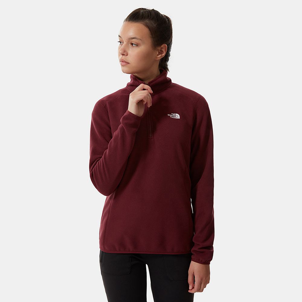 The North Face Fleece Womens Australia - The North Face 100 Glacier Quarter-Zip Red Hiking (WBG-3584